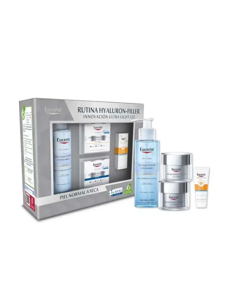 Pack Eucerin Triple Effect Filler Dia Fps 30+, Noche y dermatoclean 200ml